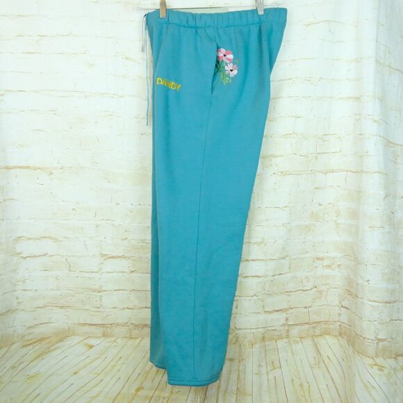 Dandy Worldwide Sweatpants Womens XL Blue Gift Giving Floral Embroidered Lounge - Picture 16 of 16